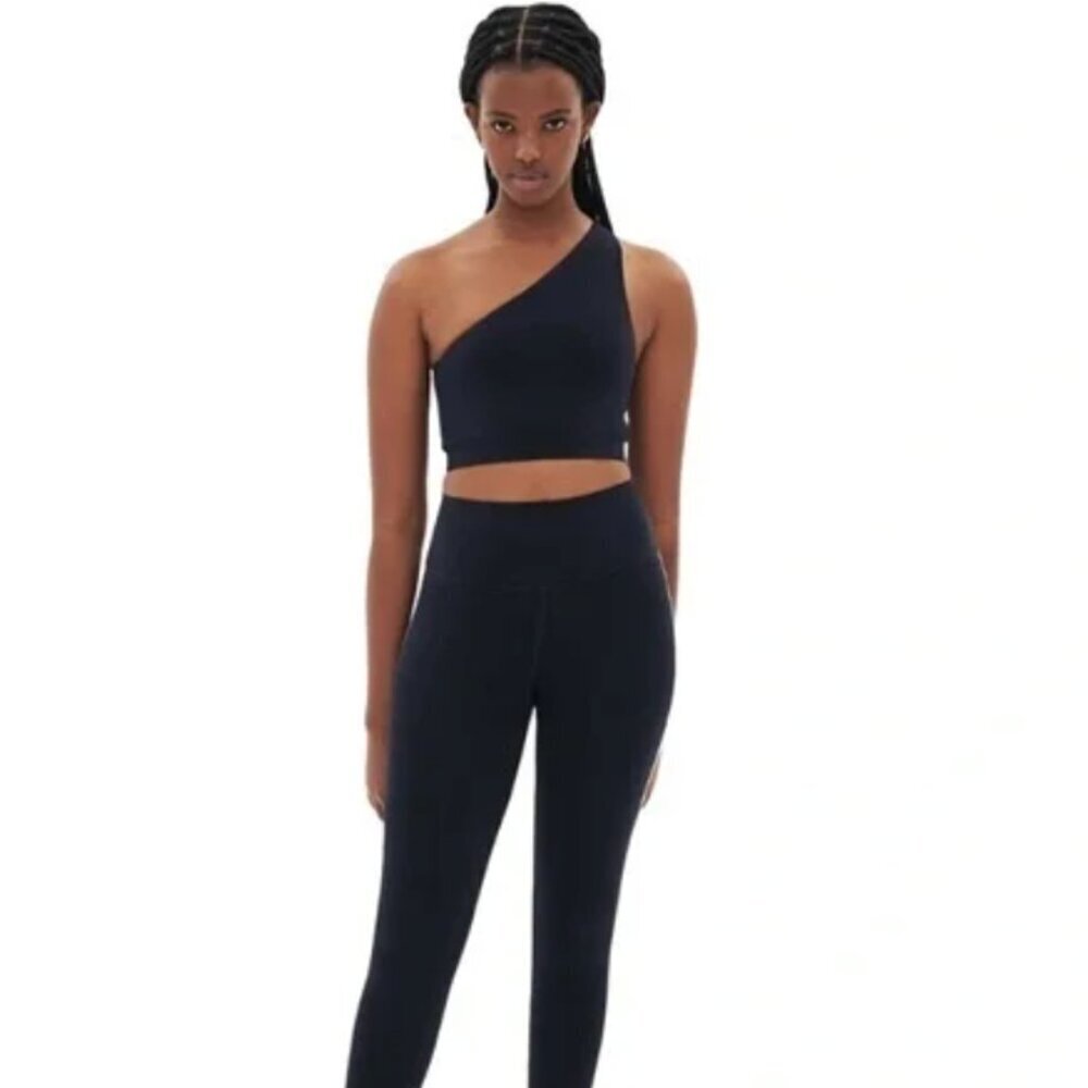 Splits59 Black Airweight One Shoulder Longline Sports Bra Tank XS